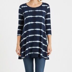 Frumos Navy Tie Dye Long Sleeve Flowy Lightweight Top M